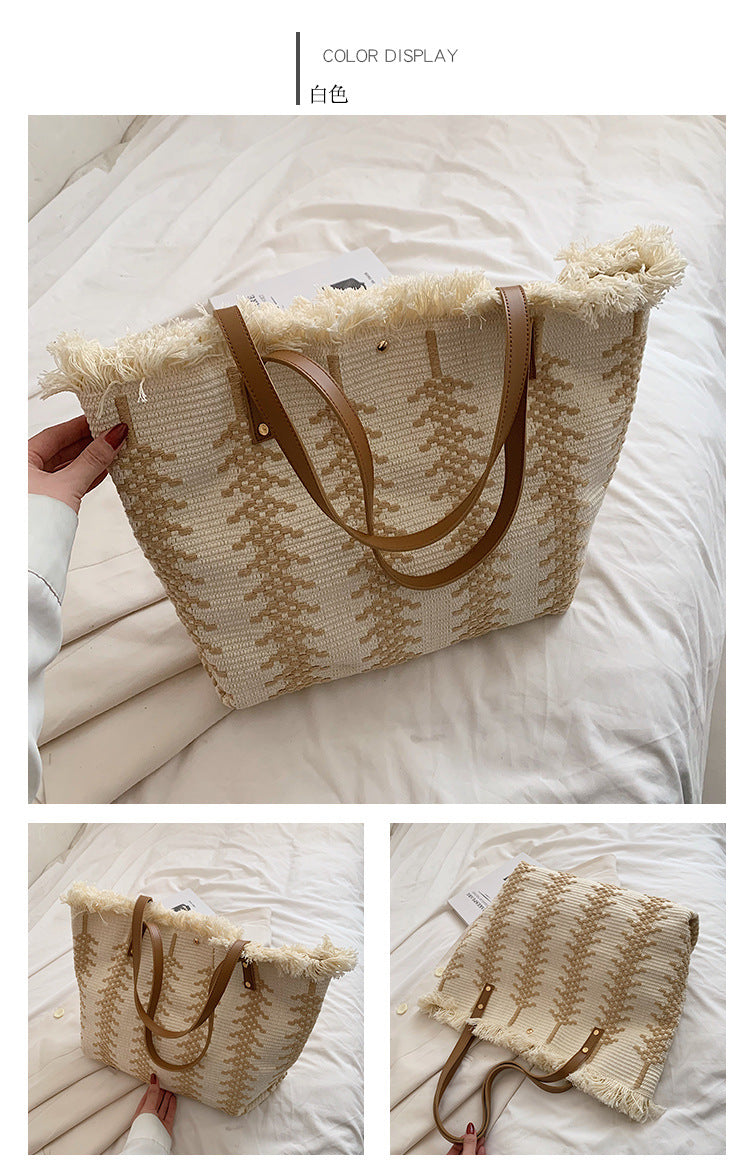 Damen Schultertasche aus Leinen