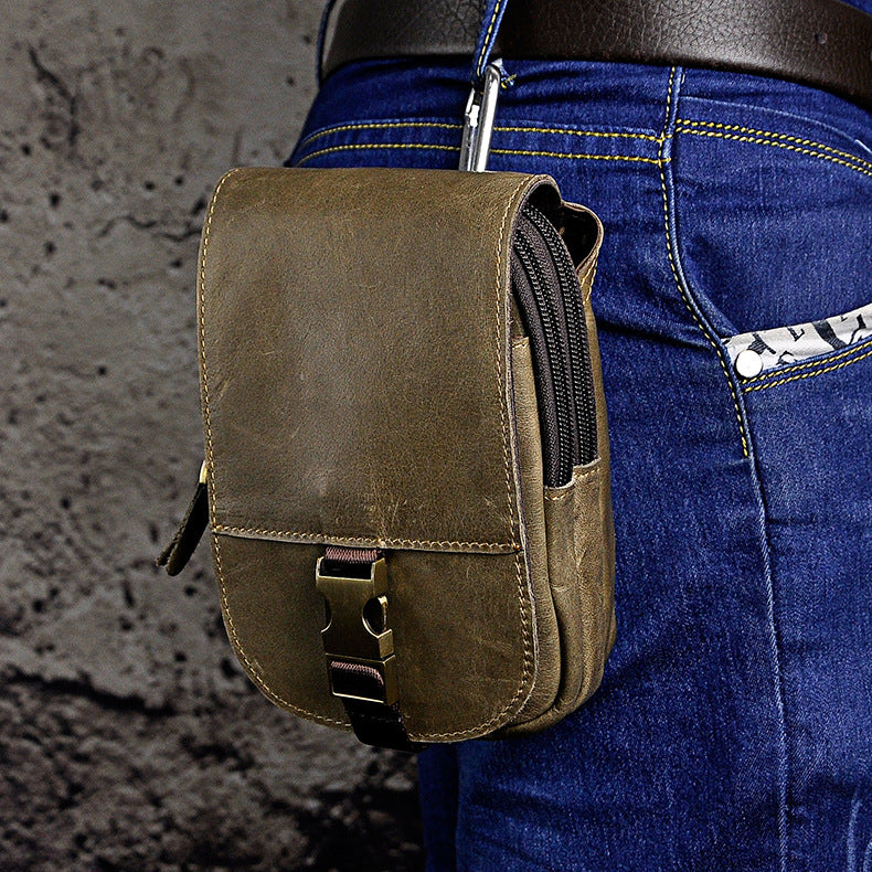 le'aokuu Herren Hüft-Gürteltasche Rindsleder