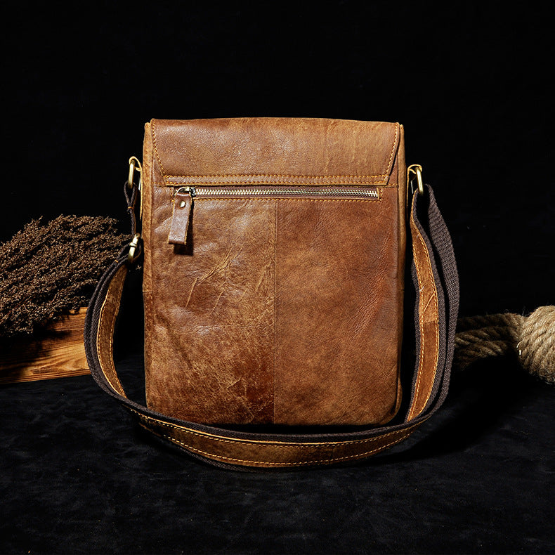 le'aokuu Herren Umhänge-Schultertasche Echtleder