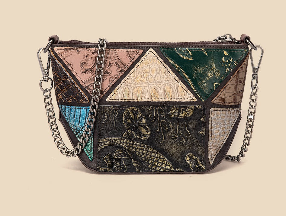 le'aokuu Damen Schultertasche Rindsleder