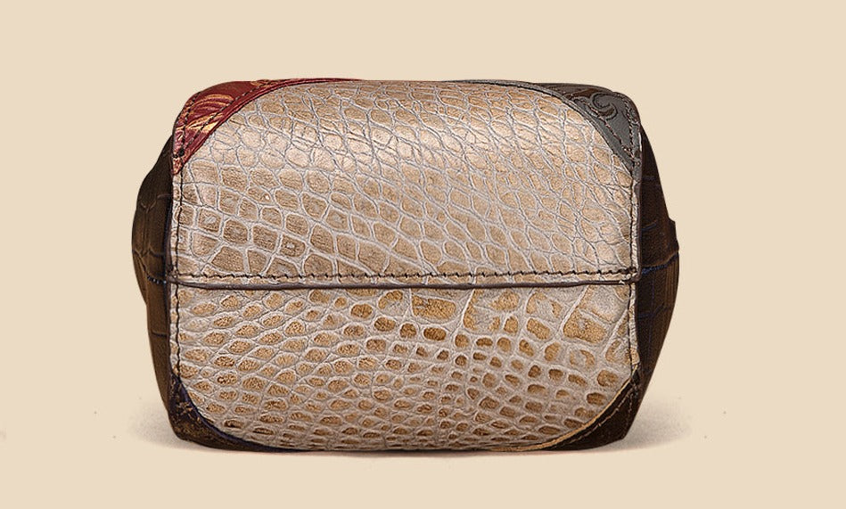 le'aokuu Damen Umhänge-Schultertasche Rindsleder