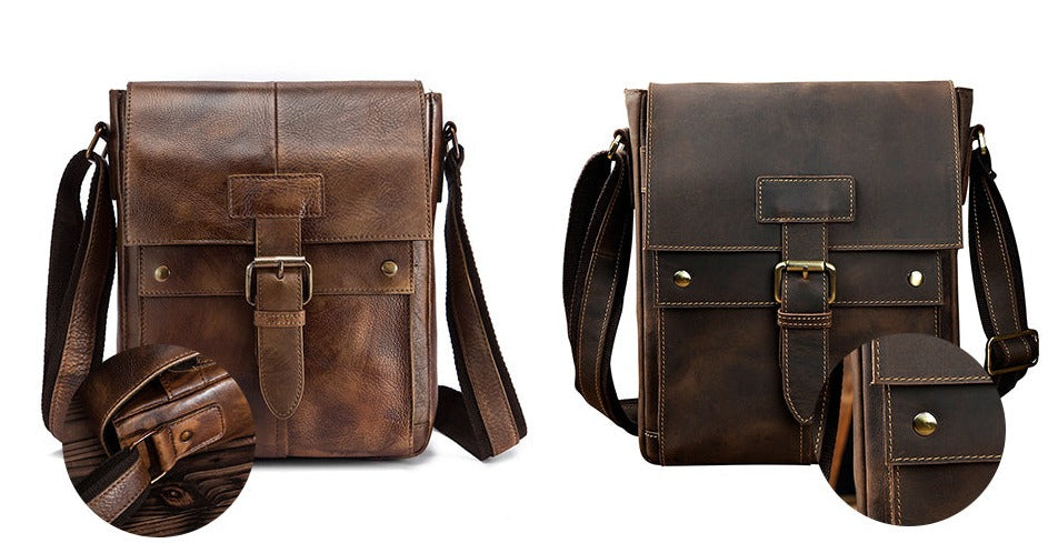 le'aokuu Herren Umhänge-Schultertasche Echtleder