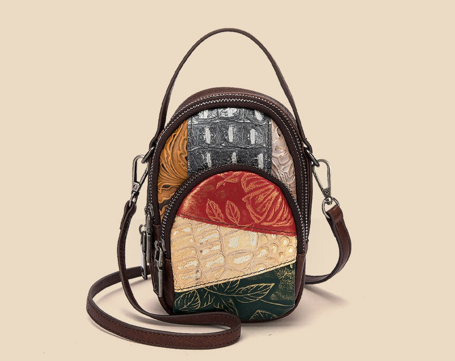 le'aokuu Damen Umhänge-Schultertasche Rindsleder