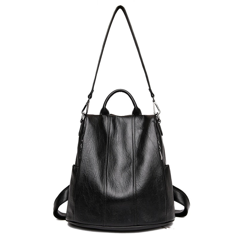 Damen Leder Rucksack Schultertasche