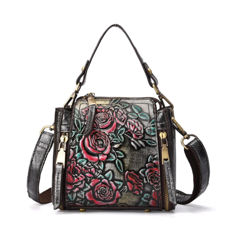 le'aokuu Damen Schultertasche Rindsleder