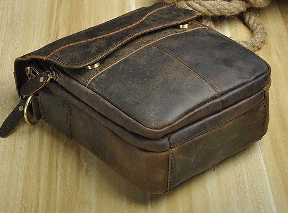 le'aokuu Herren Umhänge-Schultertasche Echtleder / Stoff