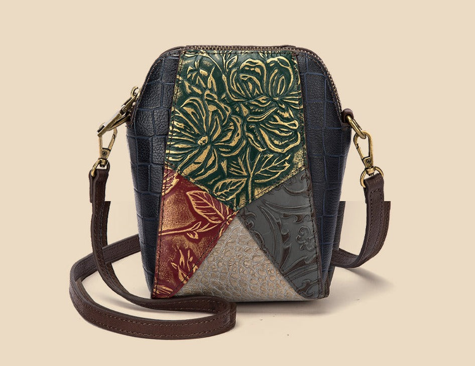 le'aokuu Damen Umhänge-Schultertasche Rindsleder