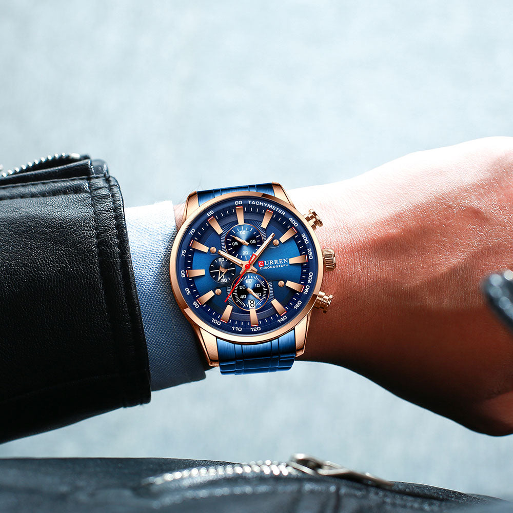 CURREN 8351 Designer Herren Chronograph 3ATM Hardlex