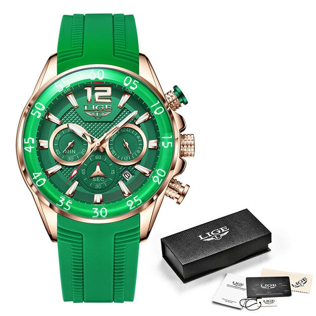 LIGE 8908 Herren Chronograph 3ATM Hardlex