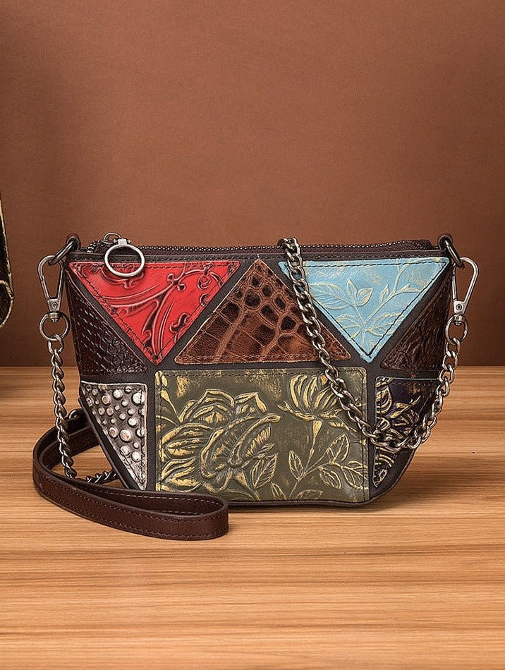 le'aokuu Damen Schultertasche Rindsleder