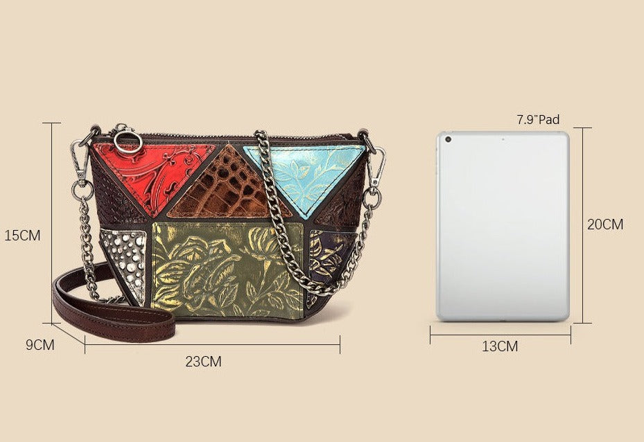 le'aokuu Damen Schultertasche Rindsleder
