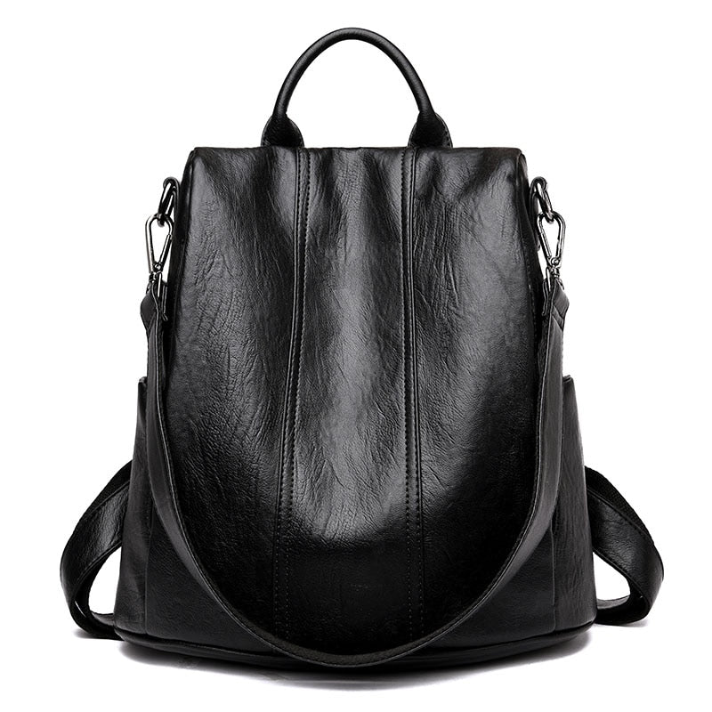 Damen Leder Rucksack Schultertasche