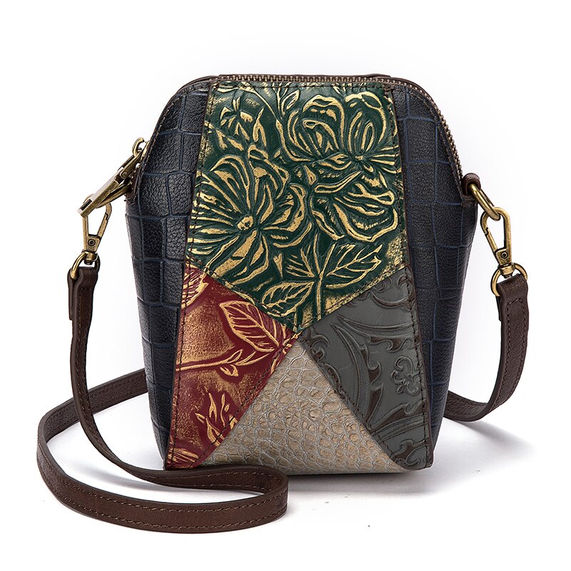 le'aokuu Damen Umhänge-Schultertasche Rindsleder