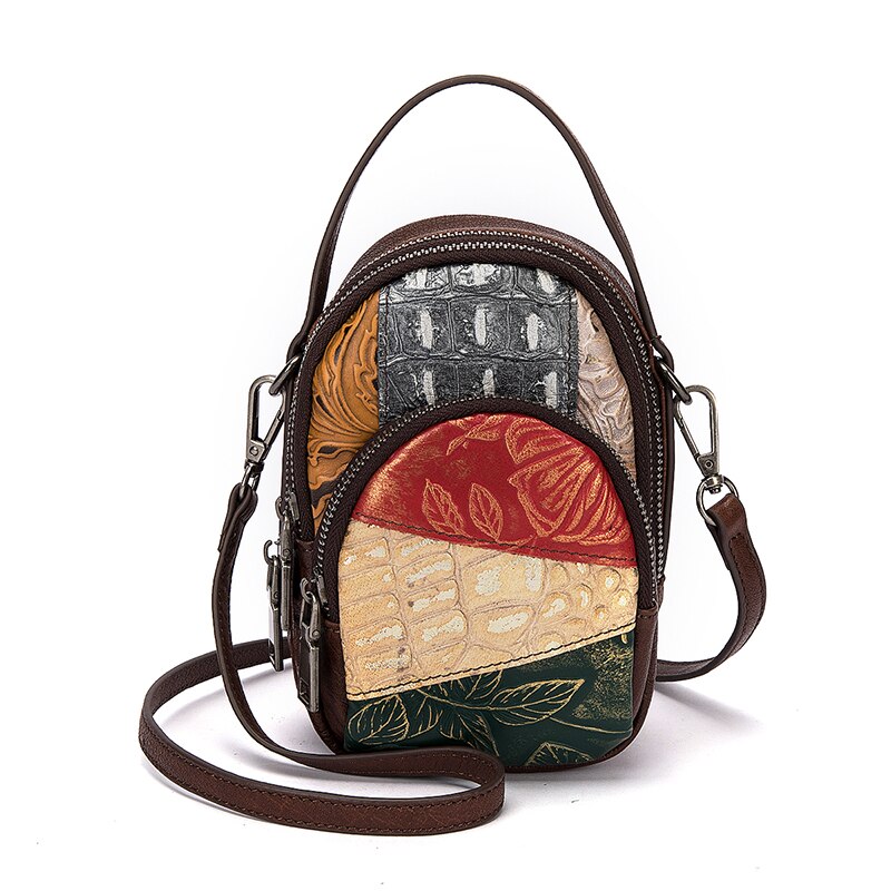 le'aokuu Damen Umhänge-Schultertasche Rindsleder