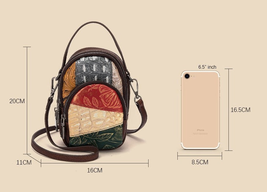 le'aokuu Damen Umhänge-Schultertasche Rindsleder