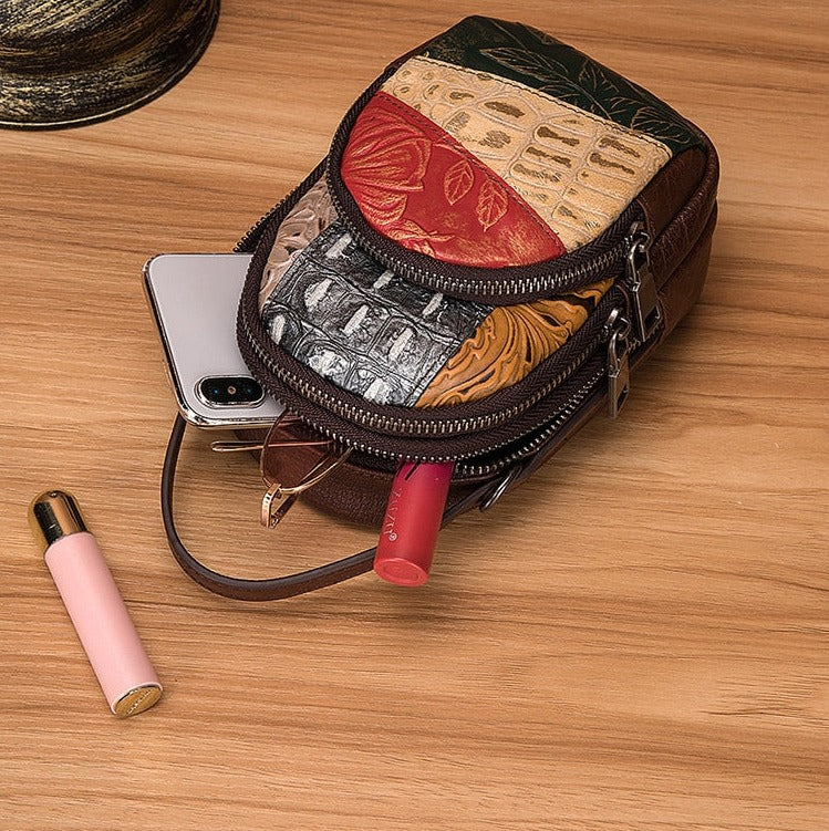 le'aokuu Damen Umhänge-Schultertasche Rindsleder