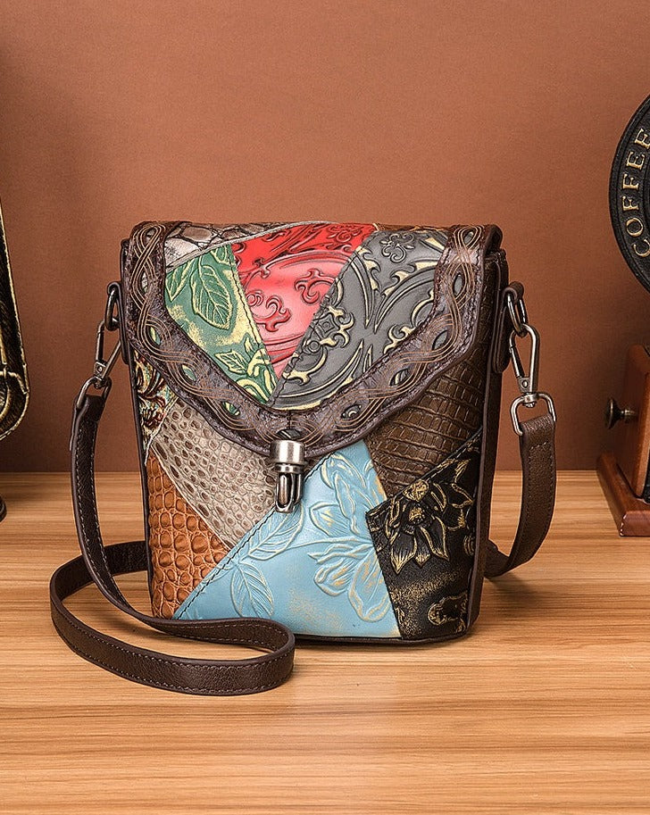 le'aokuu Damen Schultertasche Rindsleder