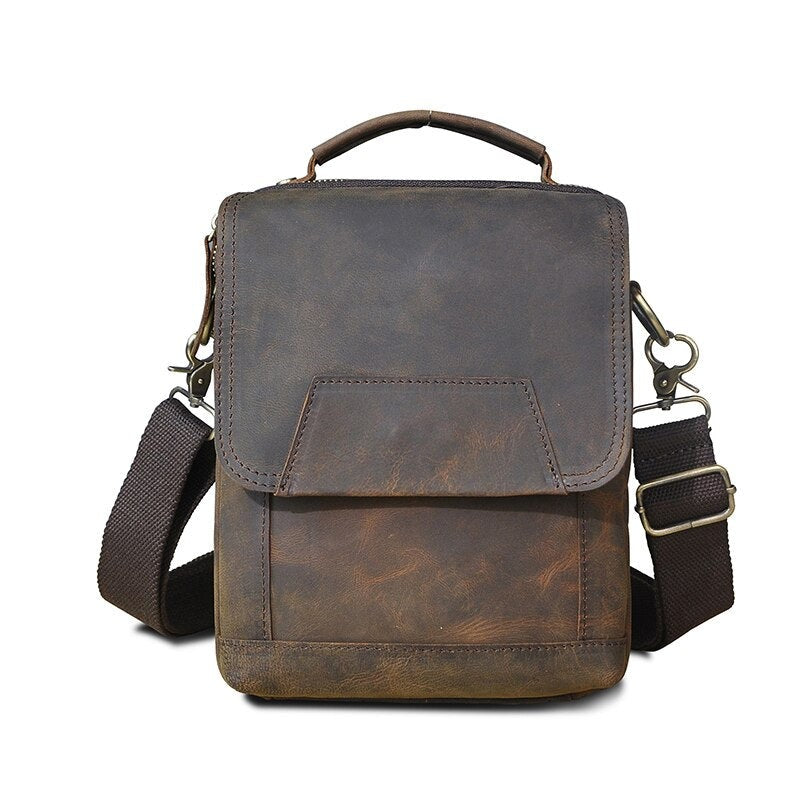 le'aokuu Herren Umhänge-Schultertasche Echtleder