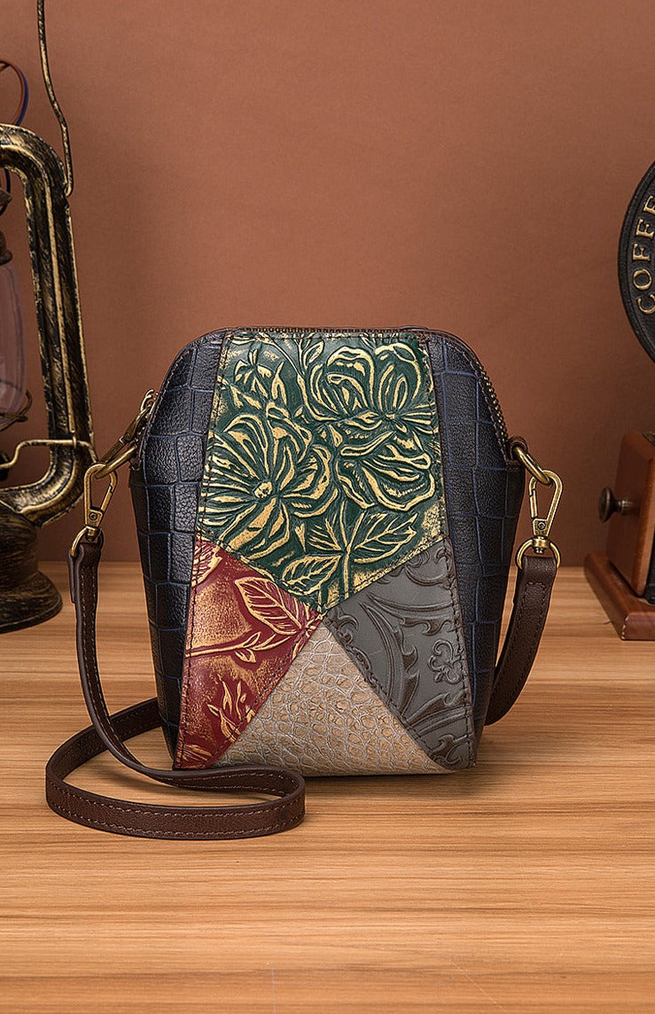 le'aokuu Damen Umhänge-Schultertasche Rindsleder