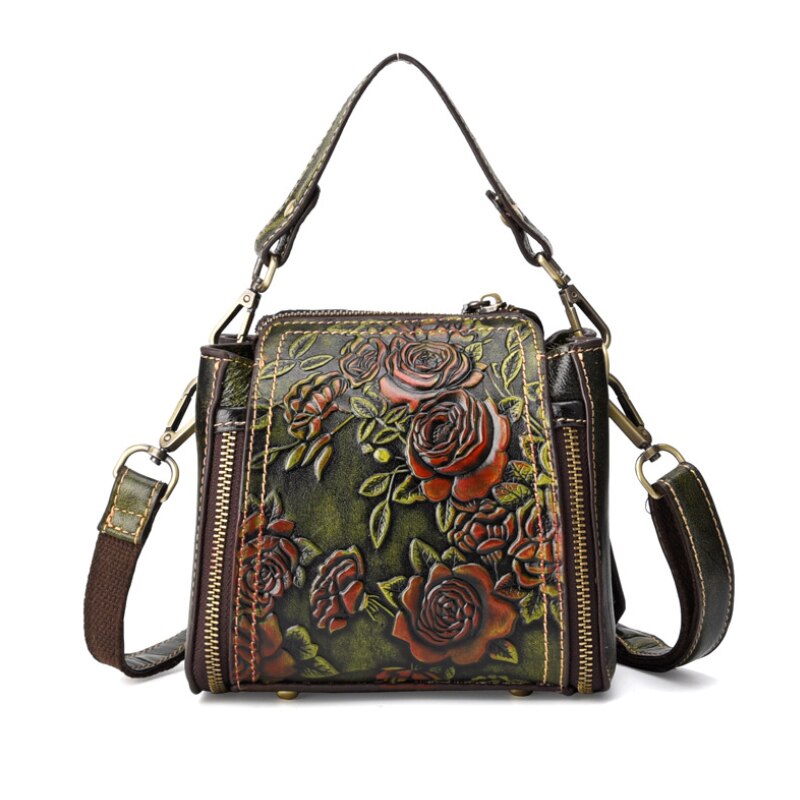le'aokuu Damen Schultertasche Rindsleder