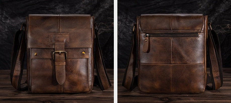 le'aokuu Herren Umhänge-Schultertasche Echtleder