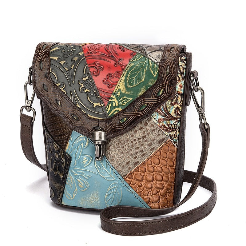 le'aokuu Damen Schultertasche Rindsleder