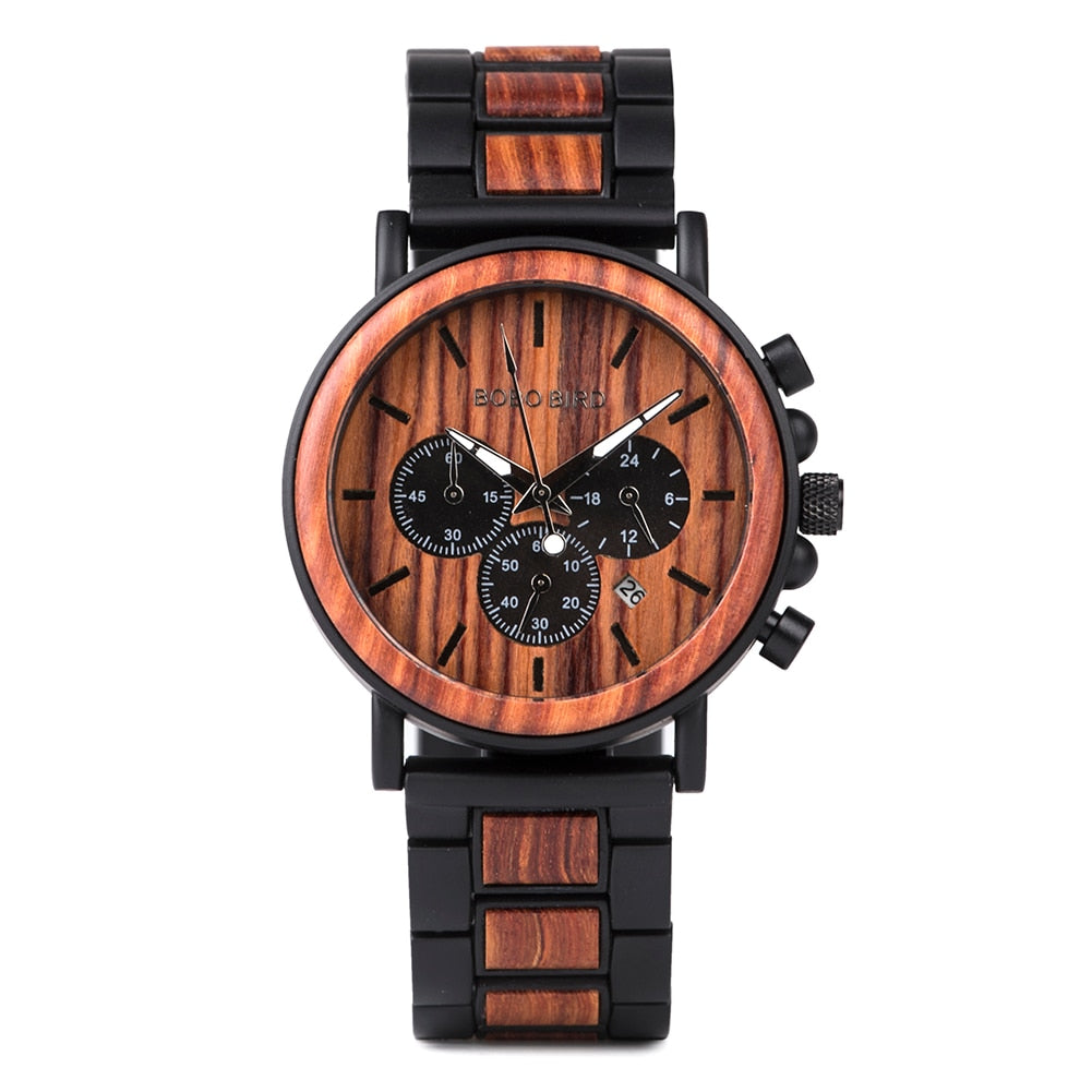 BOBO BIRD Holzchronograph 3ATM Hardlex