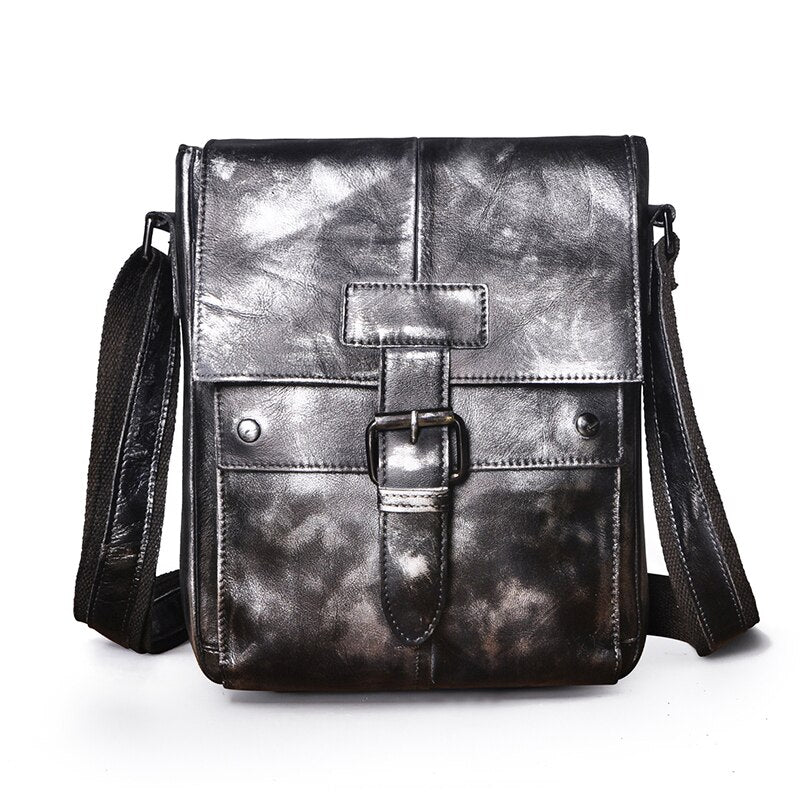 le'aokuu Herren Umhänge-Schultertasche Echtleder