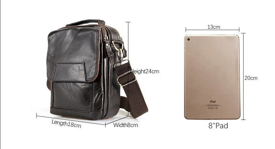 le'aokuu Herren Umhänge-Schultertasche Echtleder