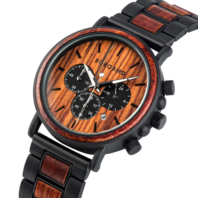 BOBO BIRD Holz Chronograph 3ATM Hardlex