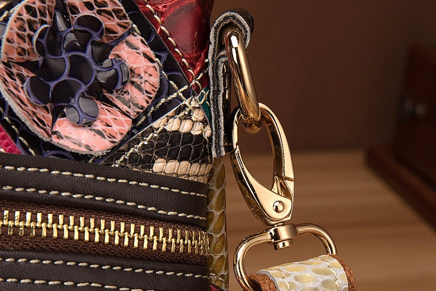 le'aokuu Damen Schultertasche Rindsleder