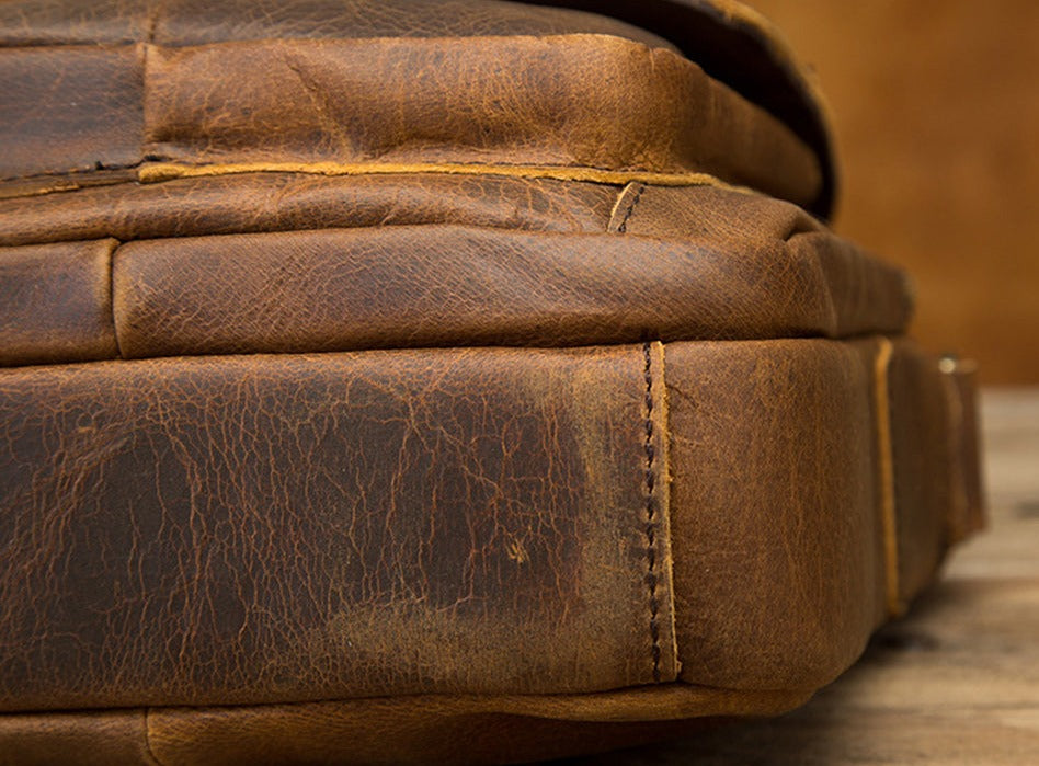 le'aokuu Herren Umhänge-Schultertasche Echtleder