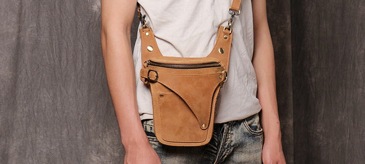 Motorrad Umhänge-Gürteltasche aus echtem Leder