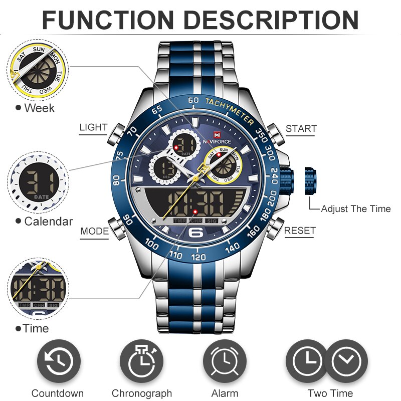 NAVIFORCE NF9188 Herren Sport-Chronograph 3BAR