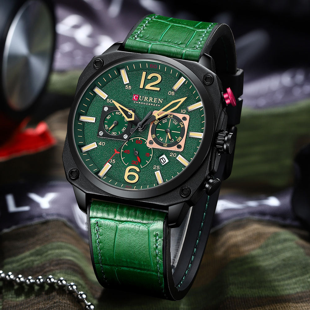 CURREN 8398 Analog Herren Chronograph 3ATM Hardlex