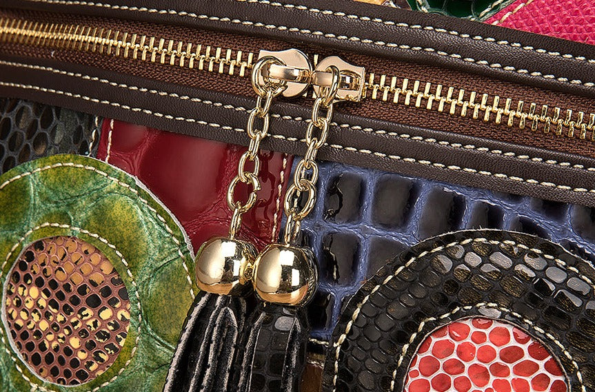 le'aokuu Damen Schultertasche Rindsleder
