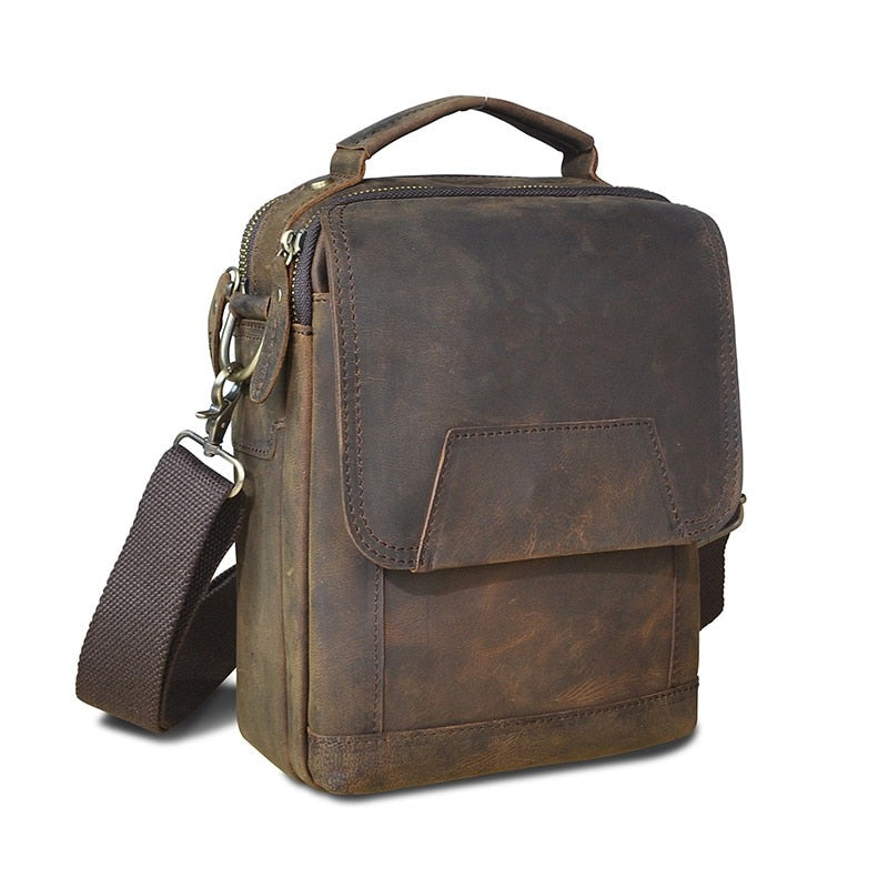 le'aokuu Herren Umhänge-Schultertasche Echtleder