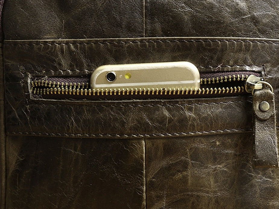 le'aokuu Herren Umhänge-Schultertasche Echtleder