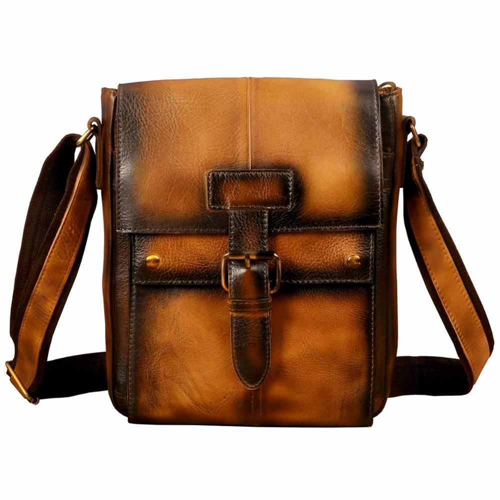 le'aokuu Herren Umhänge-Schultertasche Echtleder