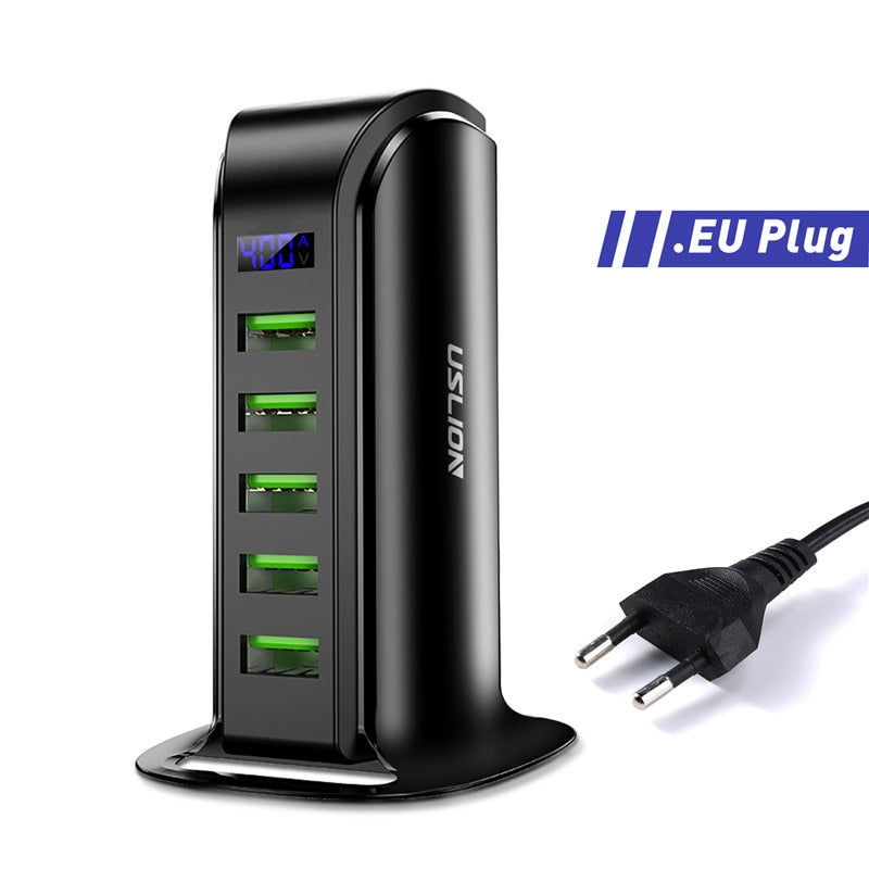 USLION 5-Port USB Ladegerät LED-Anzeige