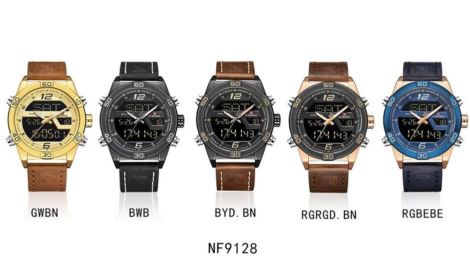 NAVIFORCE NF9128GBR Herren Multifunktion Chronograph 3BAR Hardlex