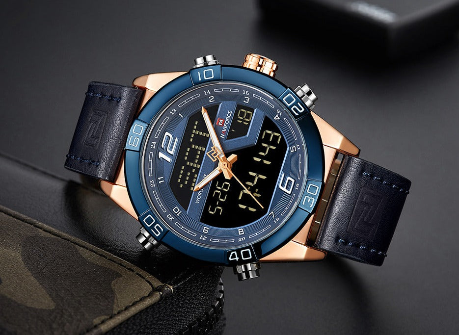 NAVIFORCE NF9128GBR Herren Multifunktion Chronograph 3BAR Hardlex