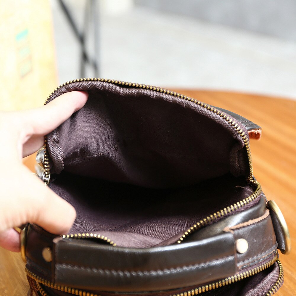 le'aokuu Herren Umhänge-Schultertasche Echtleder