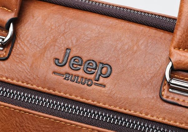 JEEP BULUO Herren Aktentasche aus hochwertigem Rinds-Spaltleder