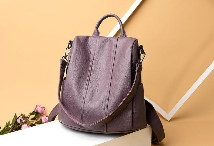 Damen Leder Rucksack Schultertasche