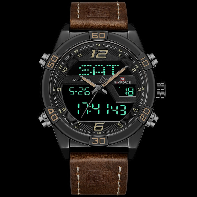 NAVIFORCE NF9128GBR Herren Multifunktion Chronograph 3BAR Hardlex