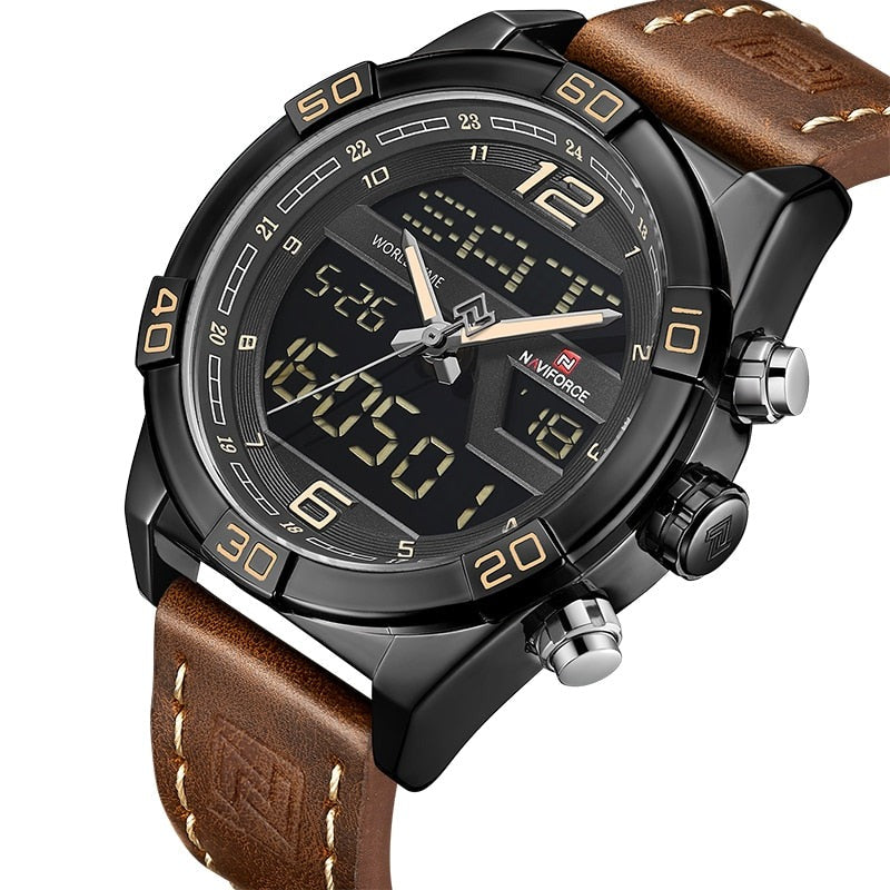 NAVIFORCE NF9128GBR Herren Multifunktion Chronograph 3BAR Hardlex