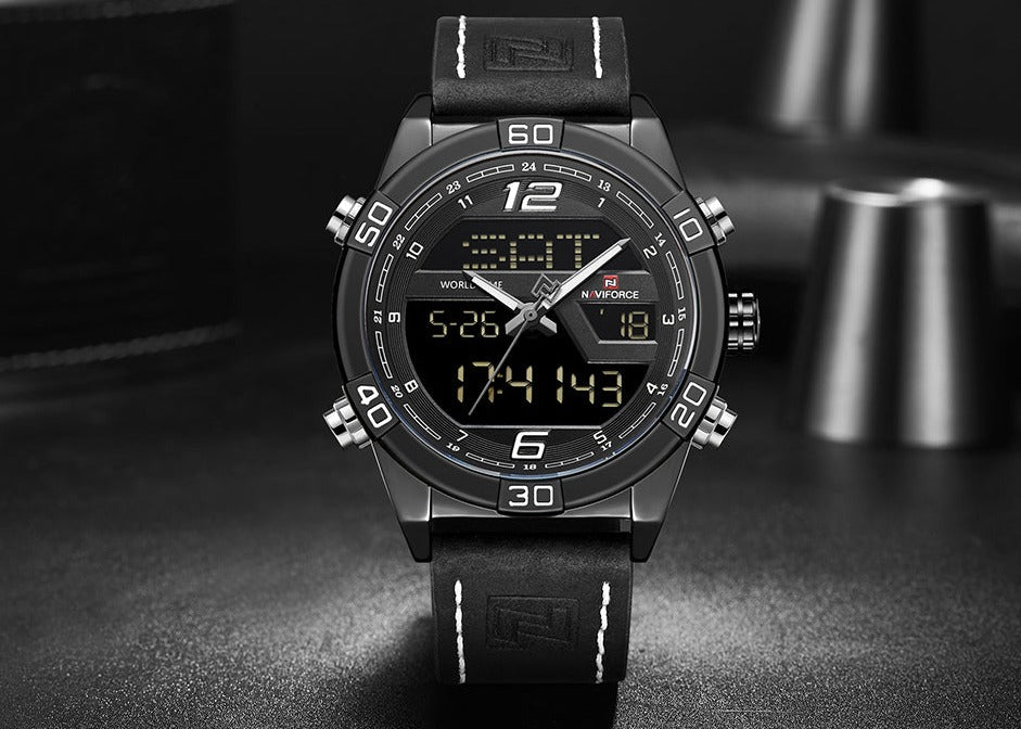 NAVIFORCE NF9128GBR Herren Multifunktion Chronograph 3BAR Hardlex