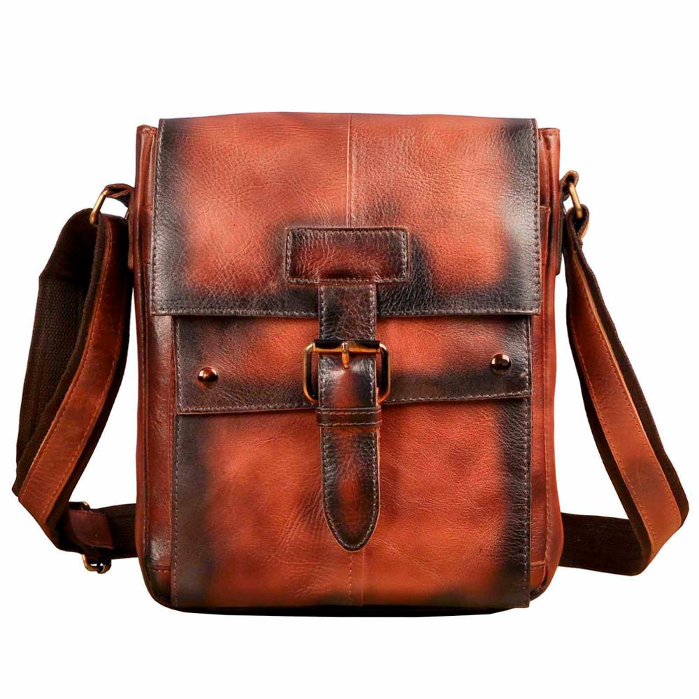 le'aokuu Herren Umhänge-Schultertasche Echtleder