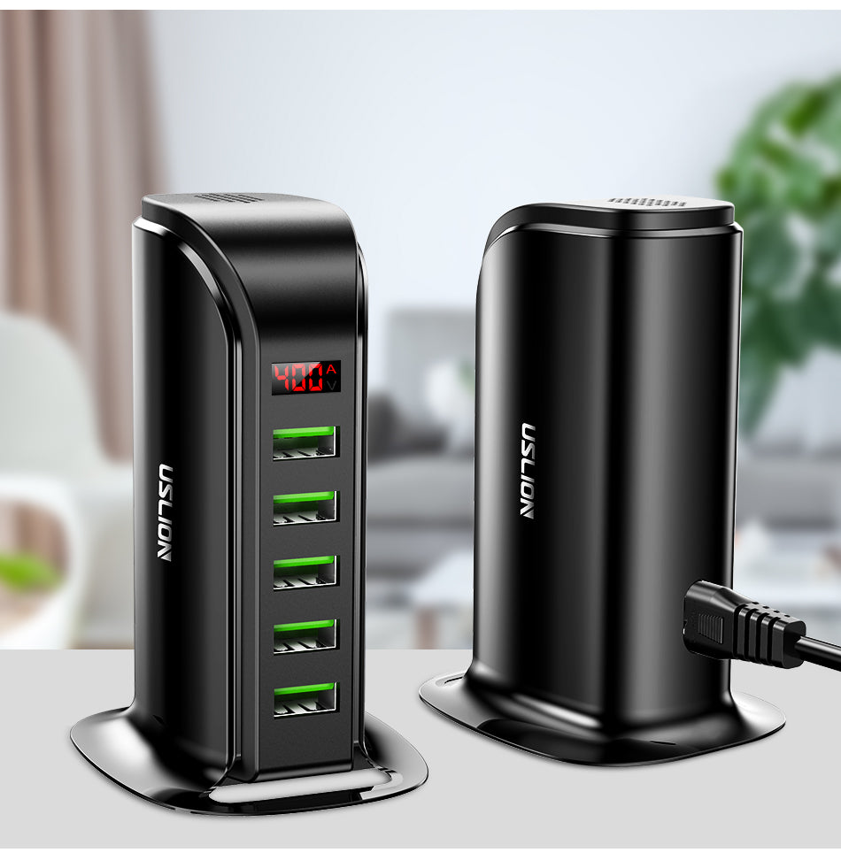 USLION 5-Port USB Ladegerät LED-Anzeige